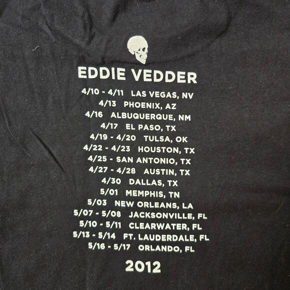 Eddie Vedder Size XL Black Cotton 2012 Tour Short Sleeve T Shirt - Picture 5 of 5
